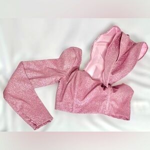 🅽🅴🆆 htf ASOS LUXE structured one shoulder top in pink glitter, size 6